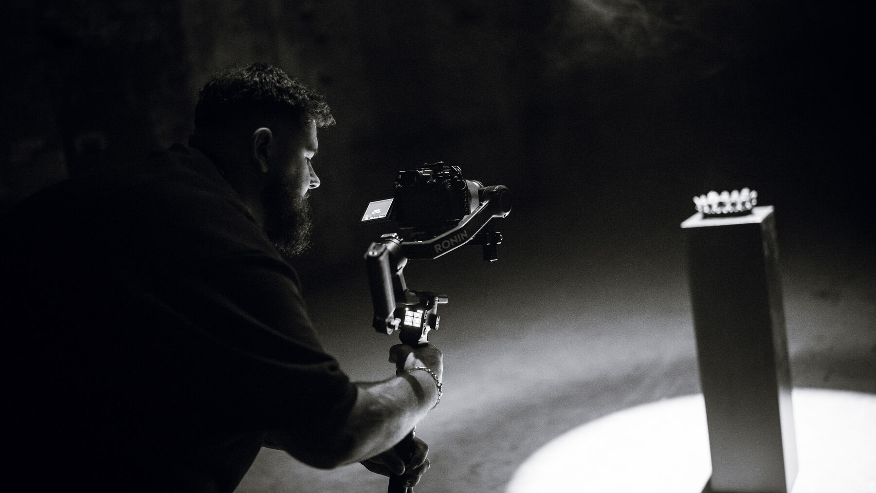 Joel Burnic filming with a gimbal camera